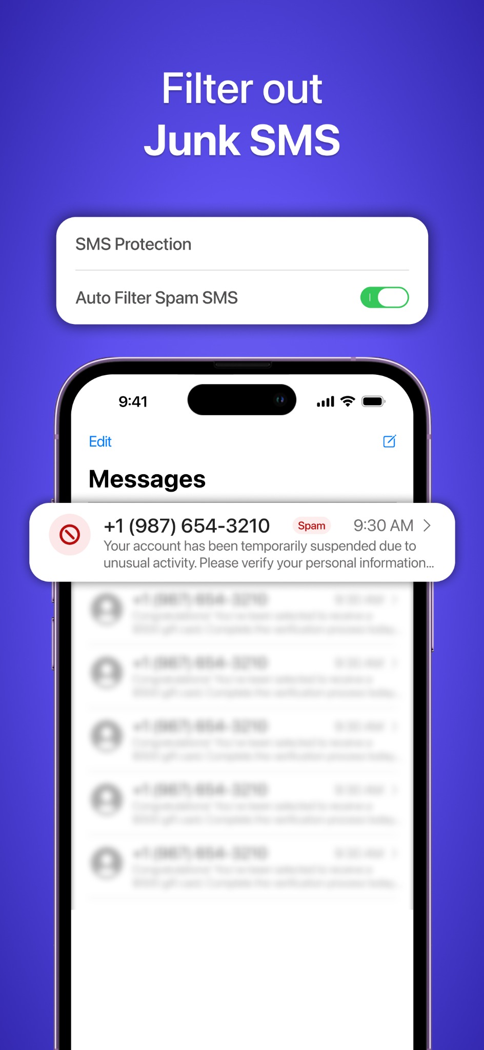 Junk SMS filtering