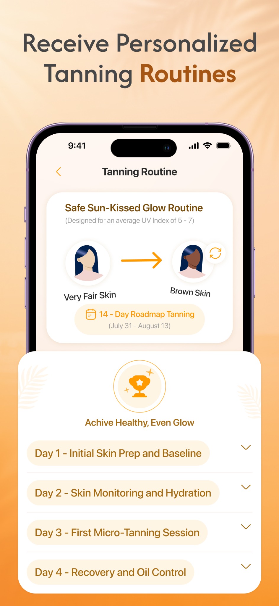 Personalized tanning routine overview